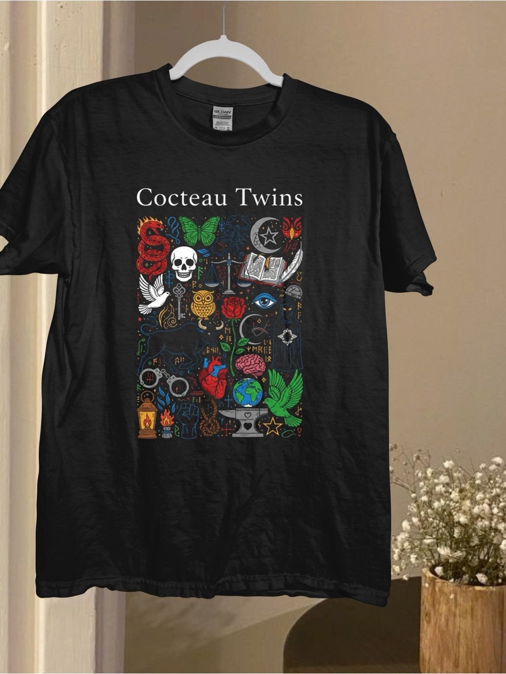 Gildan Black Cocteau Twins band Graphic Tee